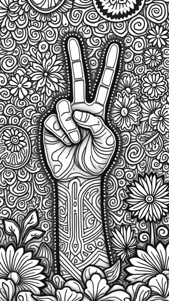 hippie coloring pages for adults